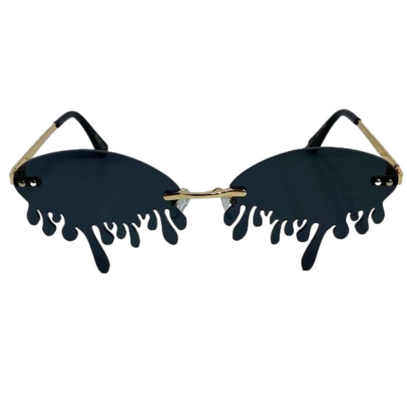 6071 | Black Rimless Drip Novelty Sunglasses - Picture 1 of 5